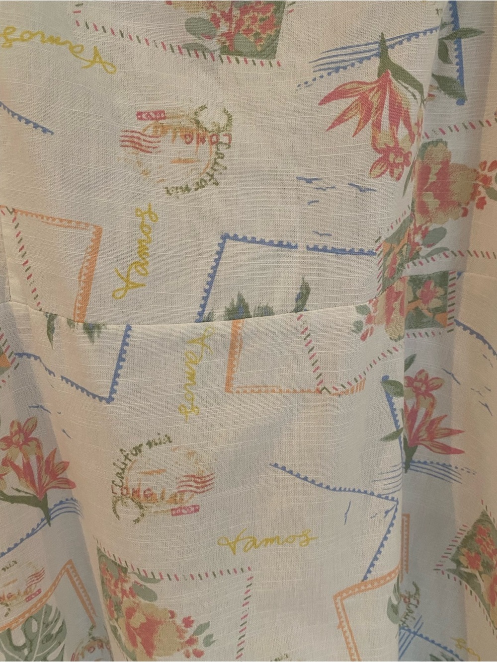 White Cotton Dress with Pastel Floral Print - Picture 4 of 9